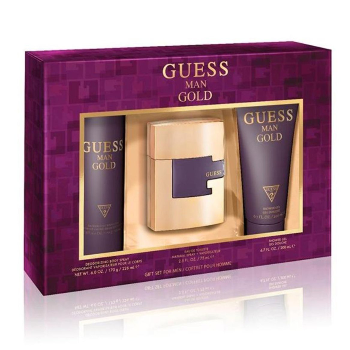 Guess Gold EDT Shower Gel & Body Spray Set For Men | My Perfume Shop